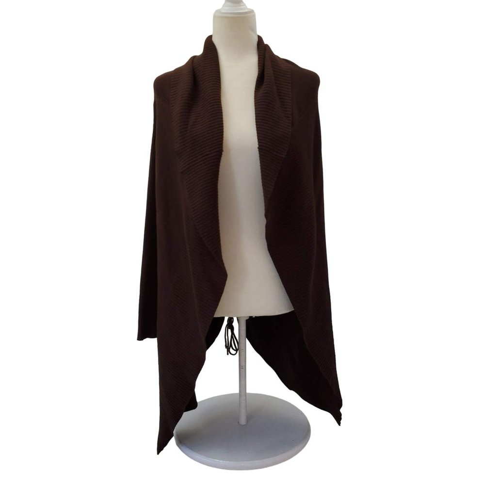 TWINSET Simona Barbieri Cardigan Sweater Open SM Drape Brown Adjustable Length